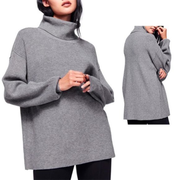 Free People Sweaters - Free People Softly Structured Knit Tunic NWT Gray